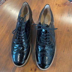 Franco Sarto Black Patent Leather Oxford Shoes